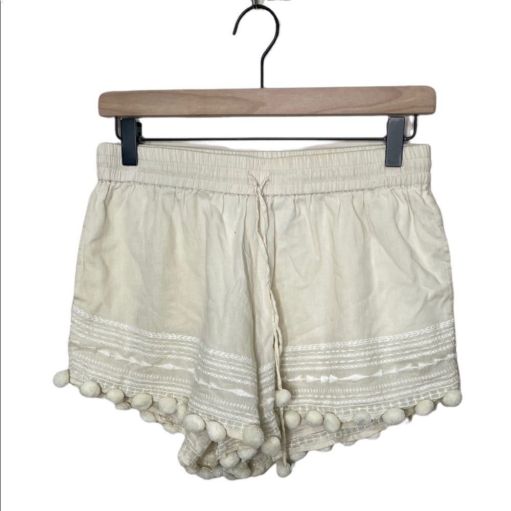 Rory Beca Cream Pom Pom Hem Shorts